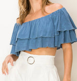 Off The Shoulder Ruffle Crop Top