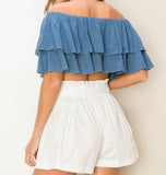 Off The Shoulder Ruffle Crop Top