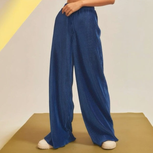 Velvet Ribbed Wide Leg Pants