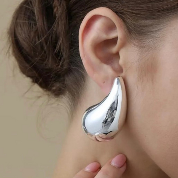 X-Large Silver Teardrop Earring